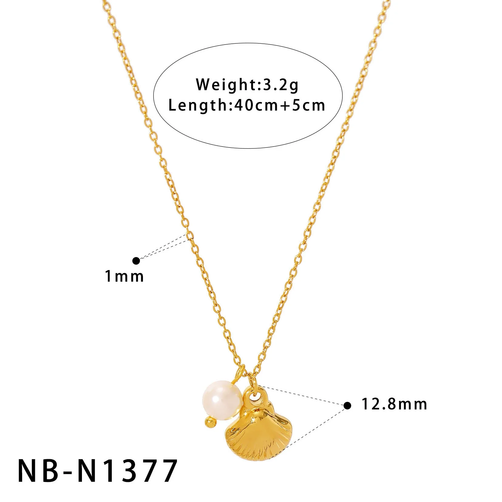 Wholesale Stackable Starfish Shells With Pearl Pendants Stainless Steel 18K Gold Plated Minimalist Women's Necklace - Image 6