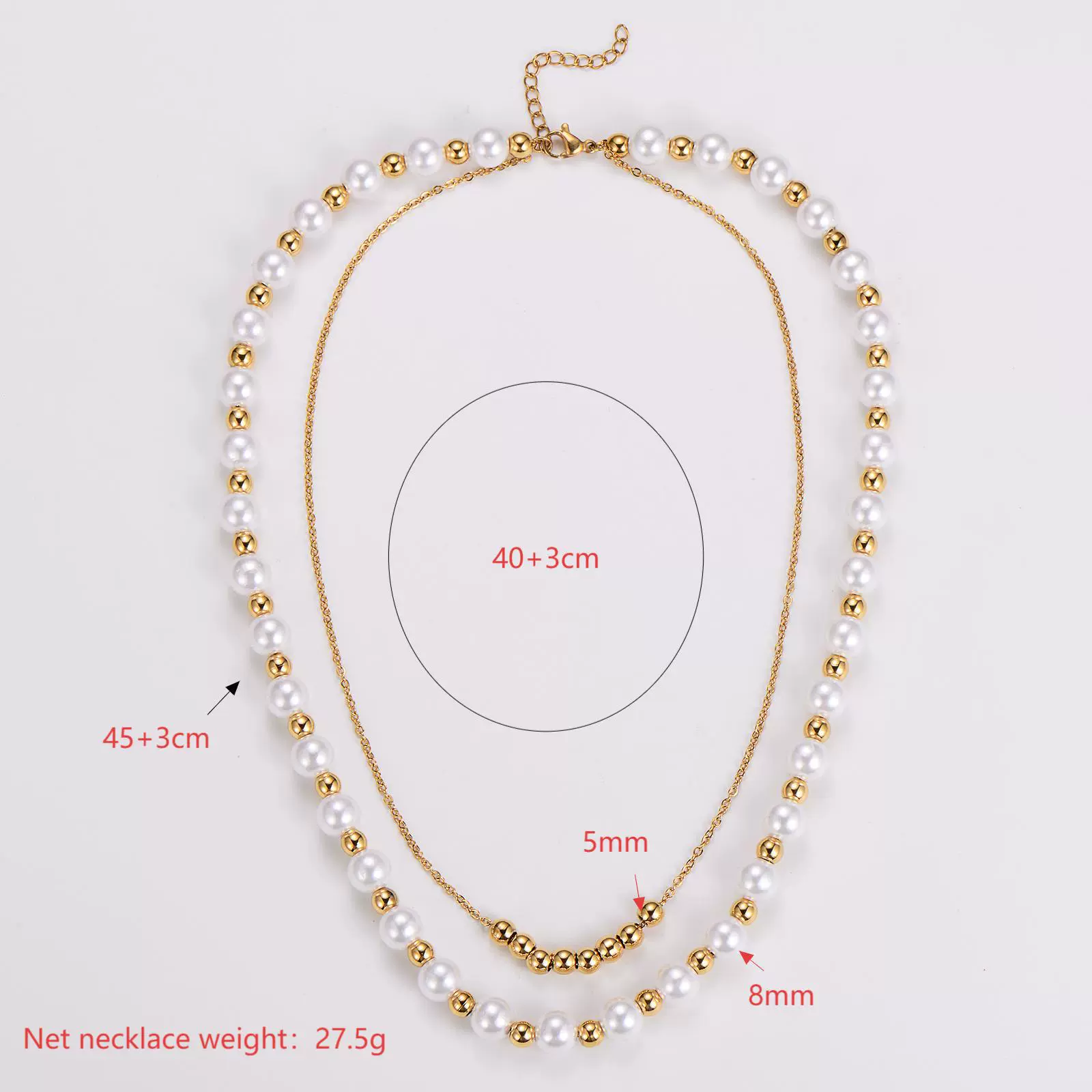 Wholesale Stacked Pearl Stainless Steel Electroplated Snake Bone Chain Pendant Necklace For Men - Image 2