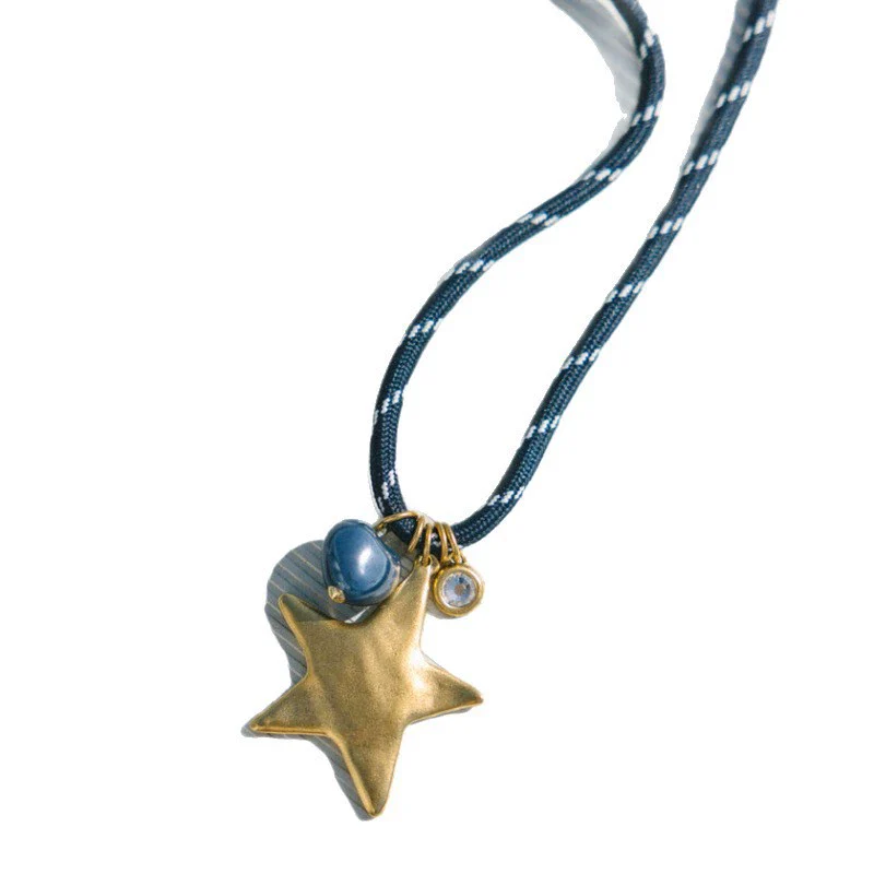 Wholesale Stacking Style Heart Fivepointed Star Pendant Necklace Electroplated 18K Gold Stainless Steel For Women - Image 5
