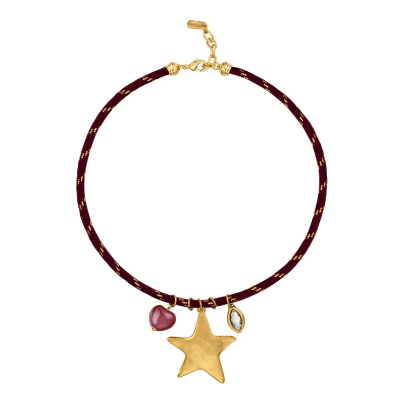 Wholesale Stacking Style Heart Fivepointed Star Pendant Necklace Electroplated 18K Gold Stainless Steel For Women - Image 7