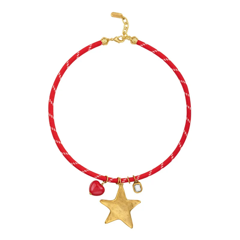 Wholesale Stacking Style Heart Fivepointed Star Pendant Necklace Electroplated 18K Gold Stainless Steel For Women - Image 8