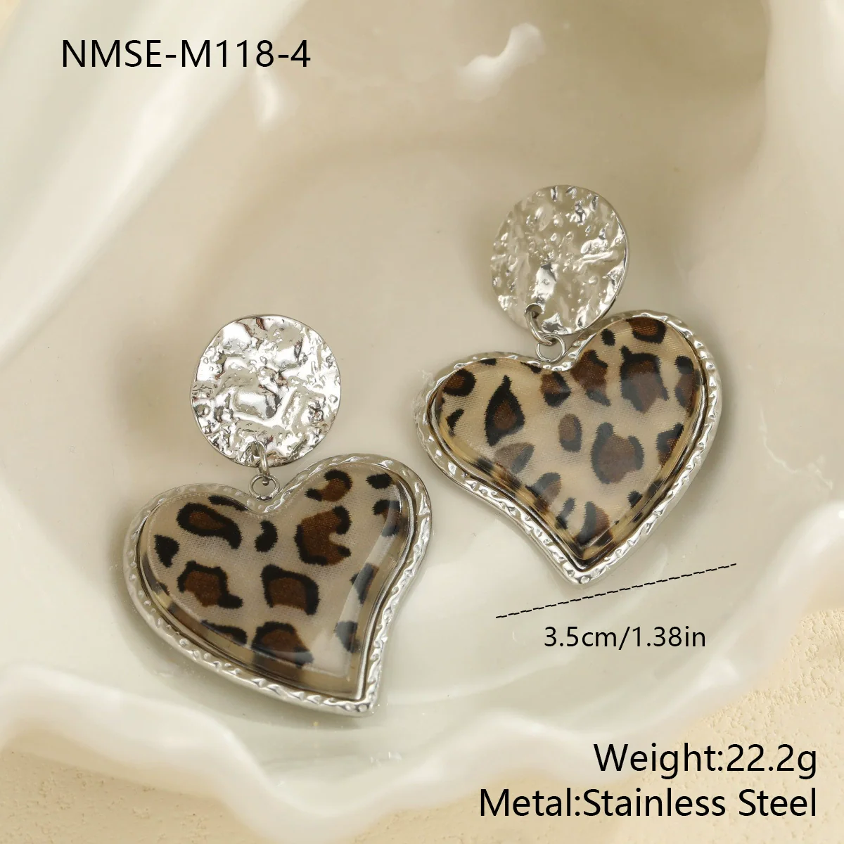 Wholesale Stainless Steel 18 Karat Electroplated Heart Shape Leopard Print Earrings For Women - Image 7