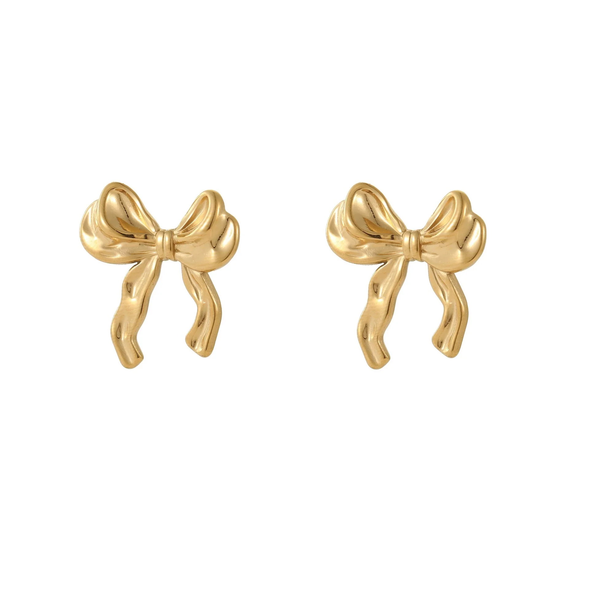 Wholesale Stainless Steel 18K Electroplated Flower And Bow Earrings For Women - Image 5