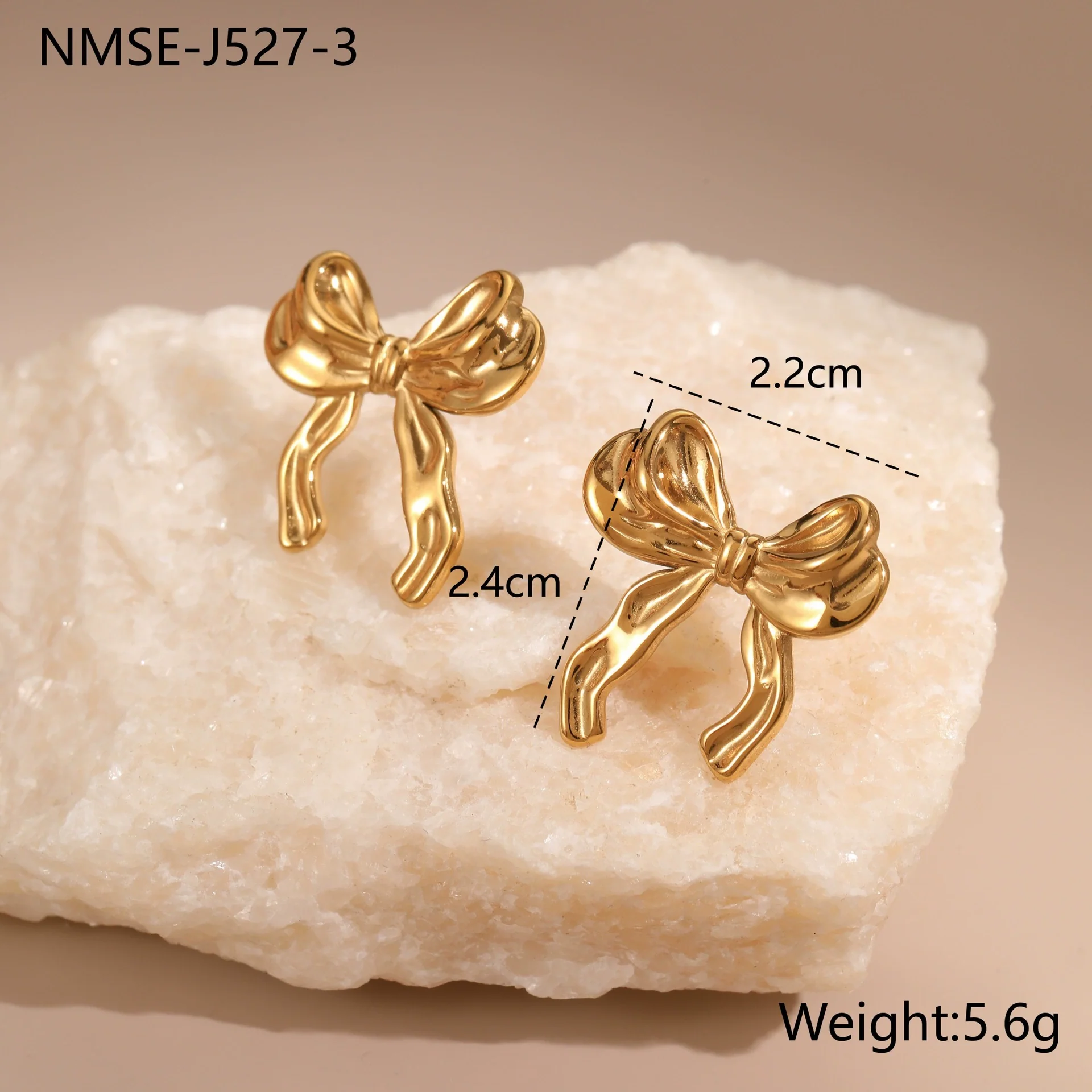 Wholesale Stainless Steel 18K Electroplated Flower And Bow Earrings For Women - Image 7