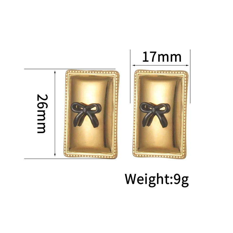 Wholesale Stainless Steel 18K Gold Geometric Square Bow Stud Earrings For Women With Electroplating Treatment - Image 5
