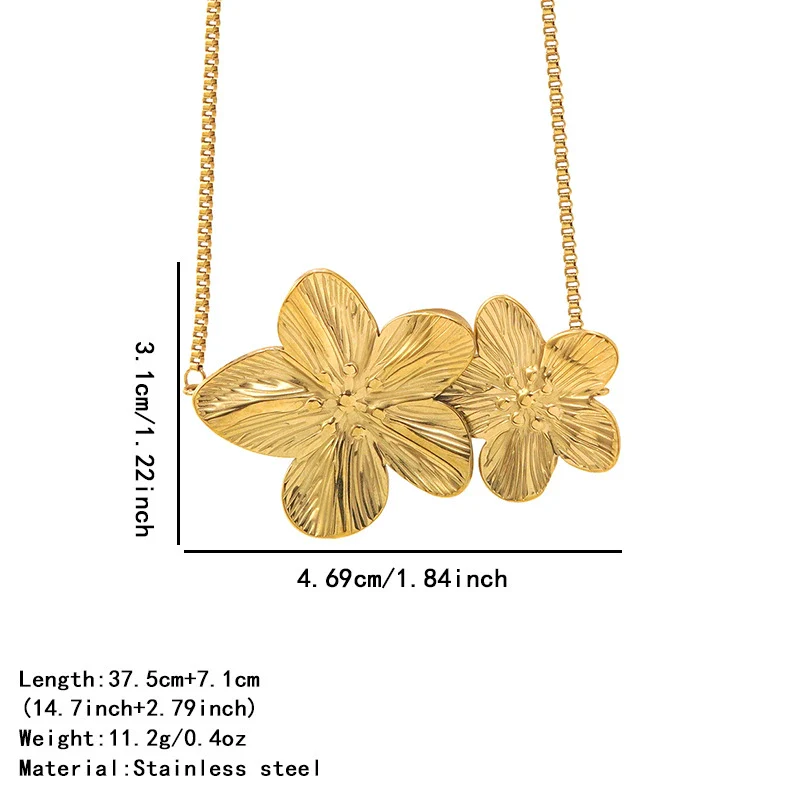 Wholesale Stainless Steel 18K Goldplated Fivepetal Flower Necklace For Women - Image 6