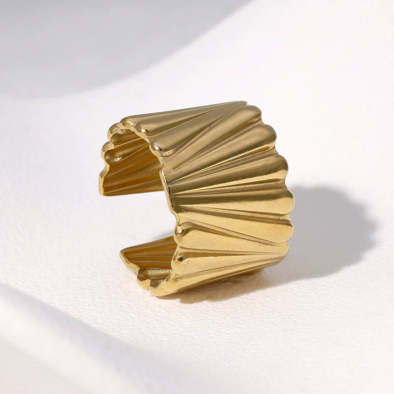 Wholesale Stainless Steel 18K Goldplated Geometric Open Ring Hand Jewelry For Women - Image 4