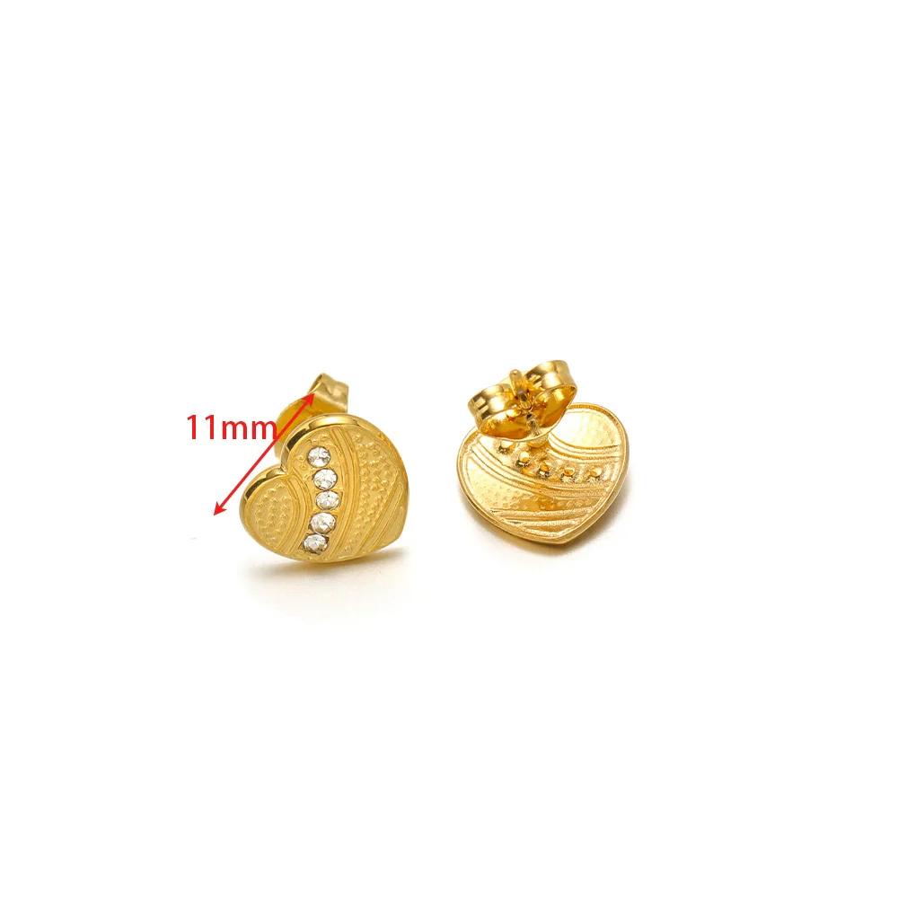 Wholesale Stainless Steel 18K Vacuum Plated Heart Embossed Love Earrings - Image 10
