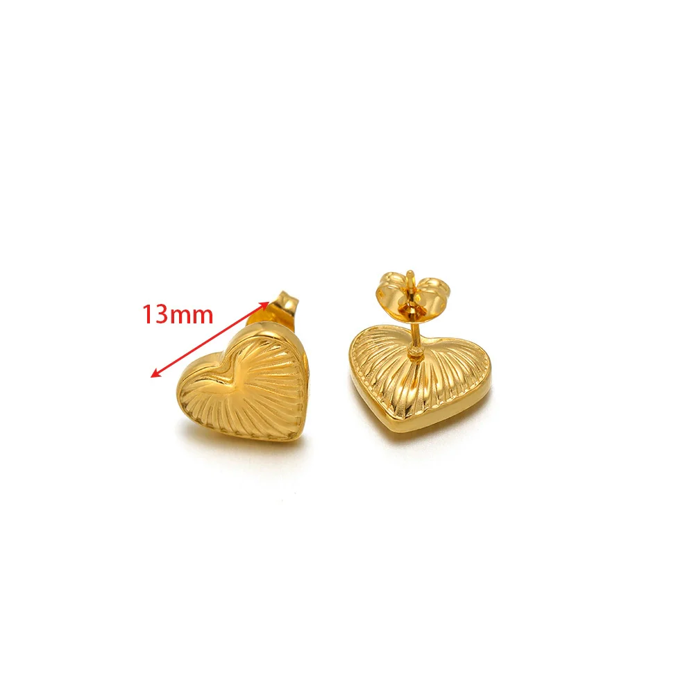 Wholesale Stainless Steel 18K Vacuum Plated Heart Embossed Love Earrings - Image 12