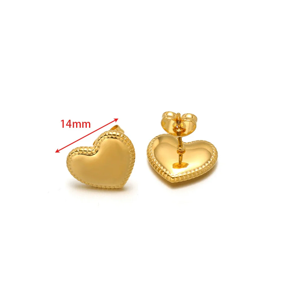 Wholesale Stainless Steel 18K Vacuum Plated Heart Embossed Love Earrings - Image 13