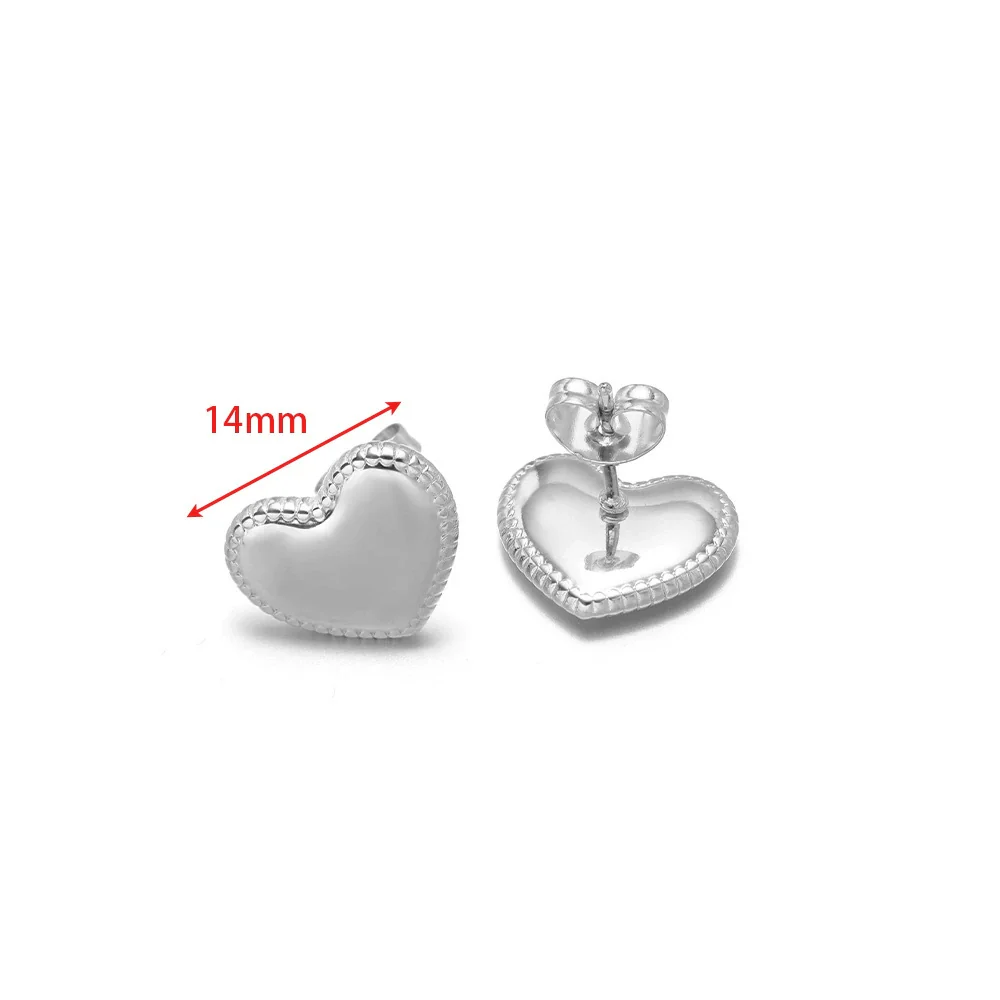 Wholesale Stainless Steel 18K Vacuum Plated Heart Embossed Love Earrings - Image 23
