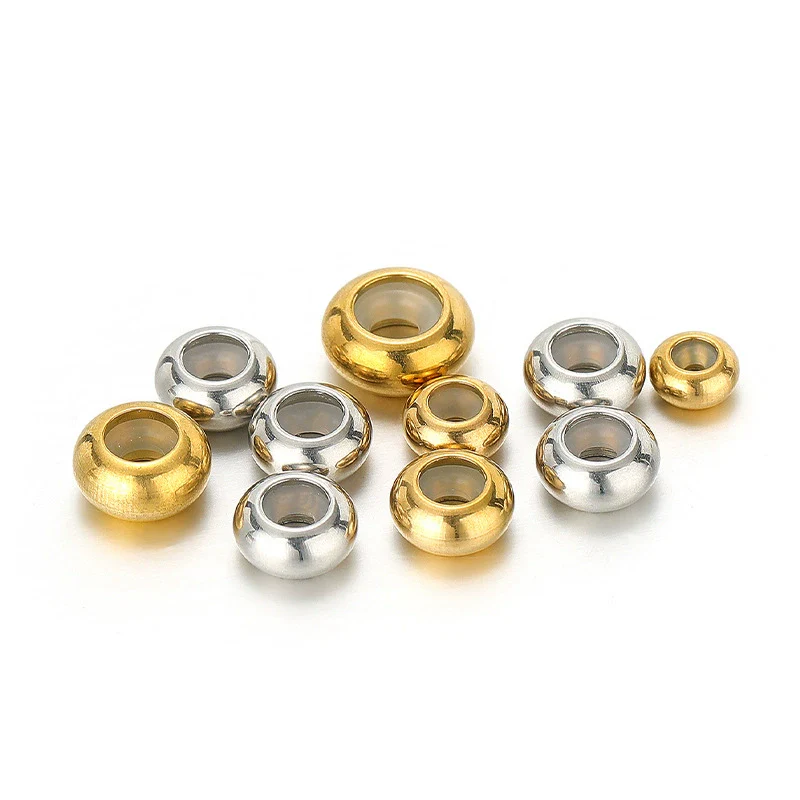 Wholesale Stainless Steel Adjustable Bead Positioning Bead Through Hole Rubber Bead With Gold Package Containing Silicone Steel Ball Simple Geometric Style Vacuum Plated - Image 5