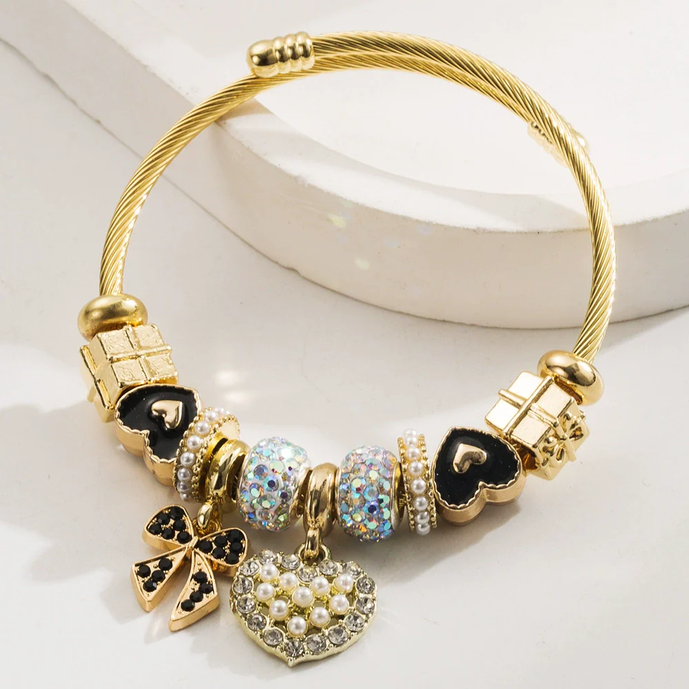 Wholesale Stainless Steel Alloy Diamondtreated Heart And Bow Pattern Bracelet For Women - Image 6