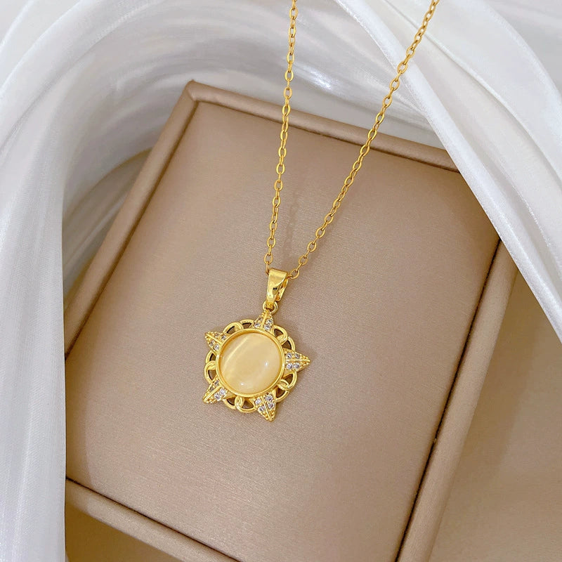 Wholesale Stainless Steel And Copper Geometric And Cartoon Style Hollow Cat Eye Star Pendant Necklace For Women And Men - Image 3