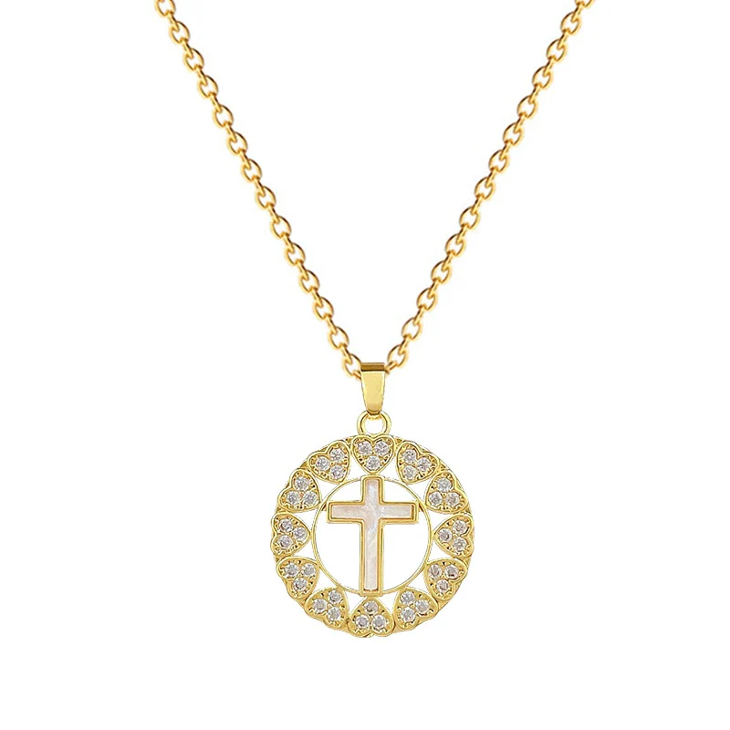 Wholesale Stainless Steel And Copper Geometric Style Love Cross Pendant Unisex Necklace - Image 5