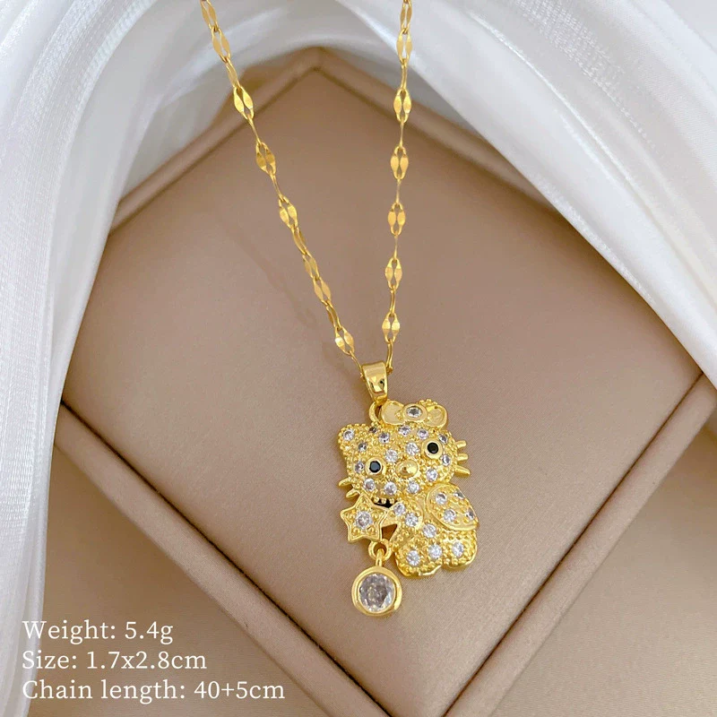 Wholesale Stainless Steel And Copper Light Luxurious Geometric Star Cat Zircon Full Diamond Pendant Necklace Unisex - Image 6