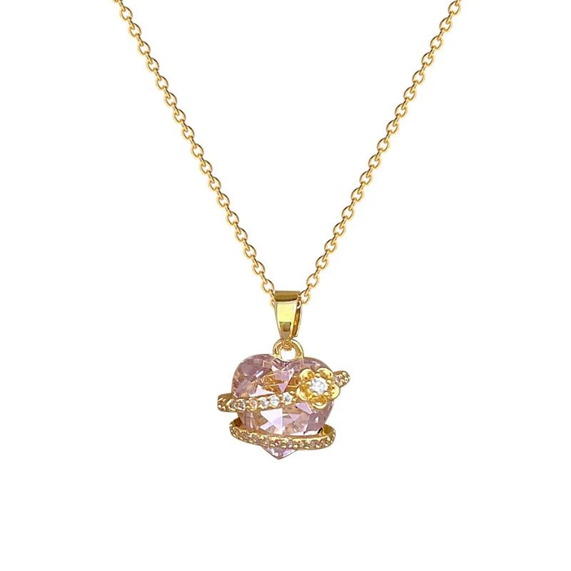 Wholesale Stainless Steel And Copper Love Flower Geometric Pattern Necklace For Women And Men - Image 4
