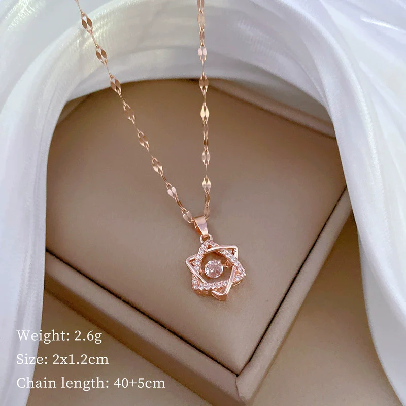 Wholesale Stainless Steel And Copper Sixpointed Star Geometric Light Luxury Elegant Gorgeous Diamond Women's Allmatch Clavicle Necklace - Image 7