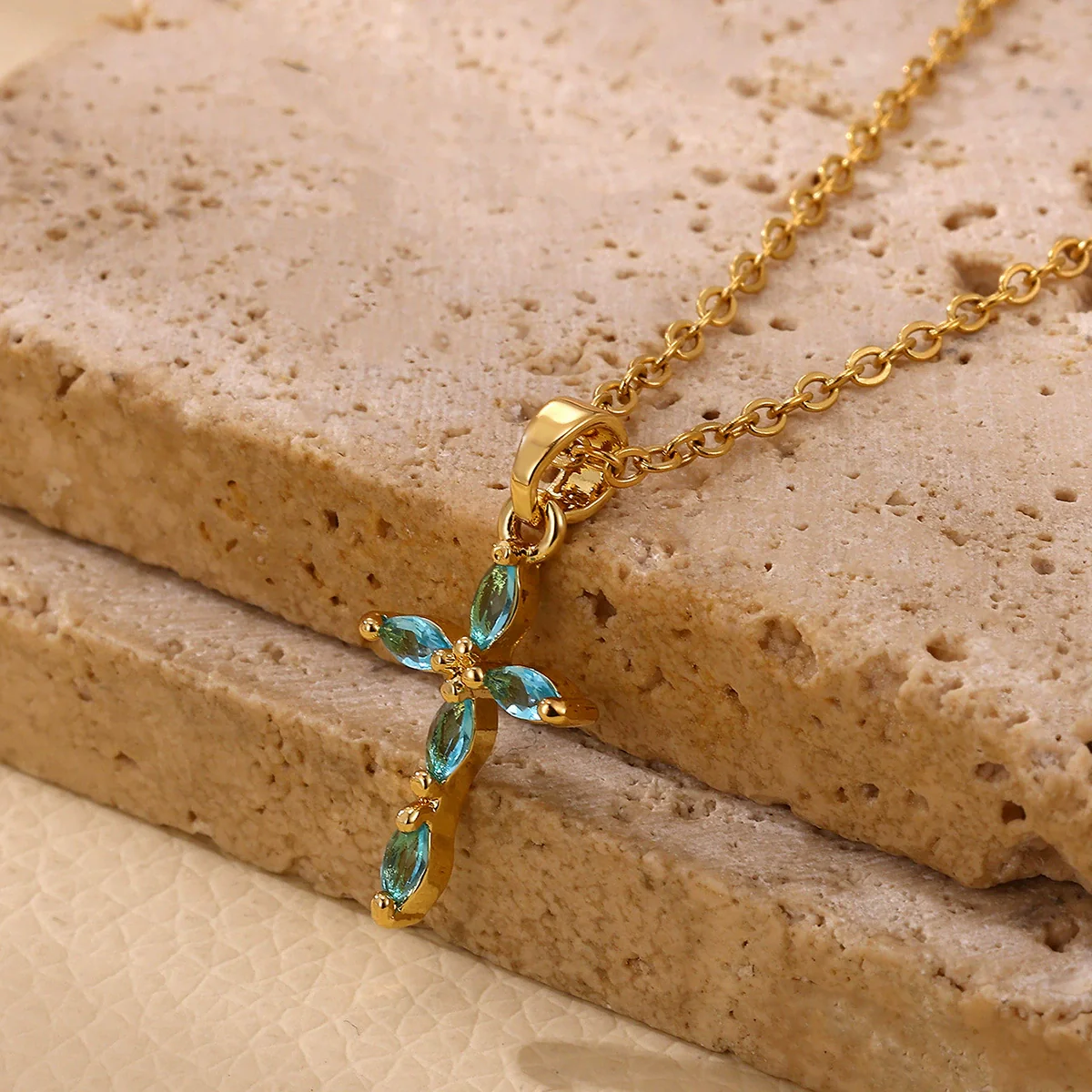 Wholesale Stainless Steel And Gold Electroplated Tiny Cross Pendant Necklace For Unisex - Image 3