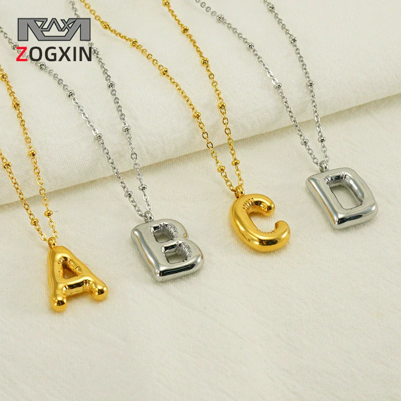 Wholesale 316L Stainless Steel And 316L Stainless Steel Bead Chain Women's English Letter Pendant Necklace With Ins Style And Electroplating
