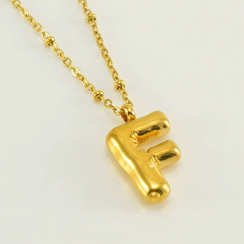 Wholesale 316L Stainless Steel And 316L Stainless Steel Bead Chain Women's English Letter Pendant Necklace With Ins Style And Electroplating - Image 11