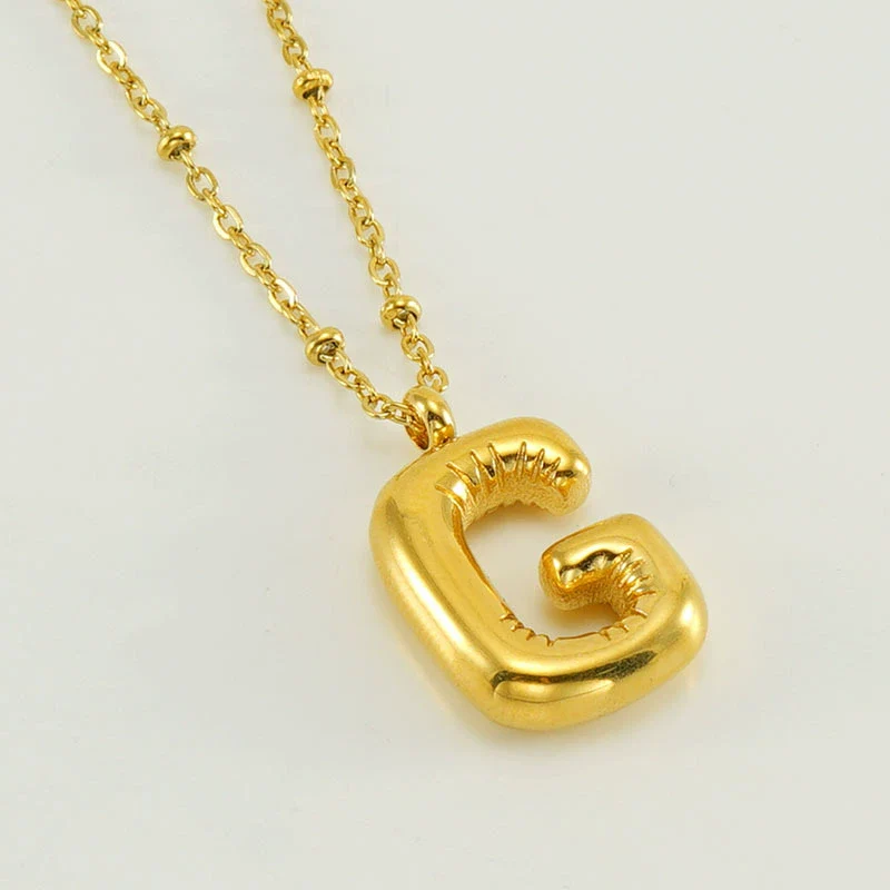 Wholesale 316L Stainless Steel And 316L Stainless Steel Bead Chain Women's English Letter Pendant Necklace With Ins Style And Electroplating - Image 12