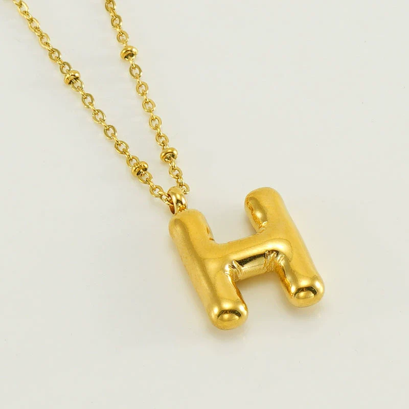 Wholesale 316L Stainless Steel And 316L Stainless Steel Bead Chain Women's English Letter Pendant Necklace With Ins Style And Electroplating - Image 13
