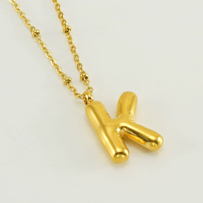 Wholesale 316L Stainless Steel And 316L Stainless Steel Bead Chain Women's English Letter Pendant Necklace With Ins Style And Electroplating - Image 16
