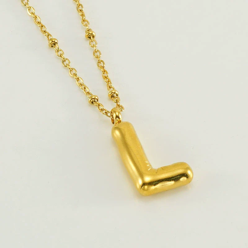 Wholesale 316L Stainless Steel And 316L Stainless Steel Bead Chain Women's English Letter Pendant Necklace With Ins Style And Electroplating - Image 17