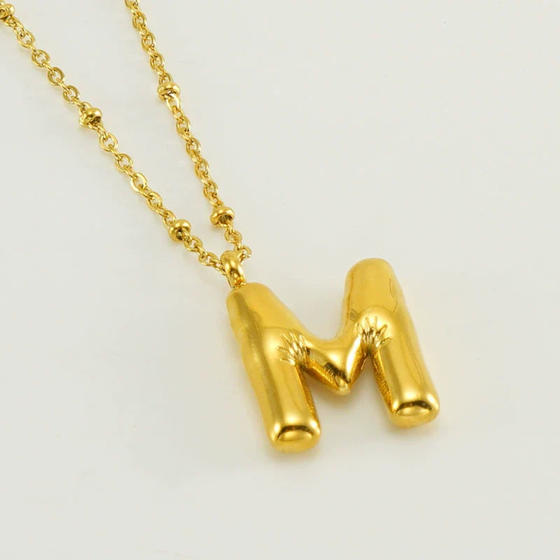 Wholesale 316L Stainless Steel And 316L Stainless Steel Bead Chain Women's English Letter Pendant Necklace With Ins Style And Electroplating - Image 18