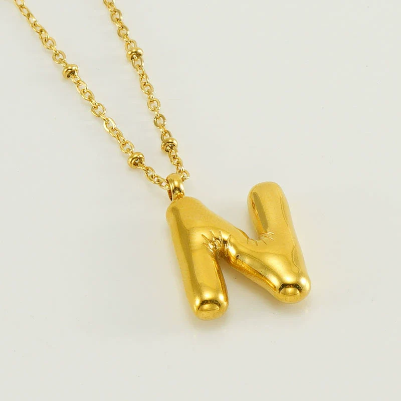 Wholesale 316L Stainless Steel And 316L Stainless Steel Bead Chain Women's English Letter Pendant Necklace With Ins Style And Electroplating - Image 19