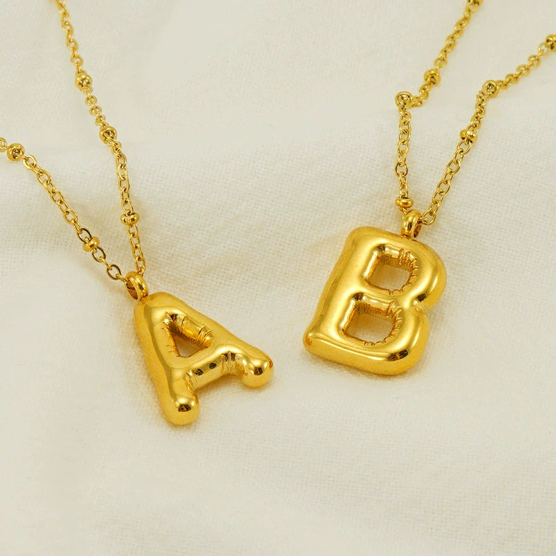 Wholesale 316L Stainless Steel And 316L Stainless Steel Bead Chain Women's English Letter Pendant Necklace With Ins Style And Electroplating - Image 2