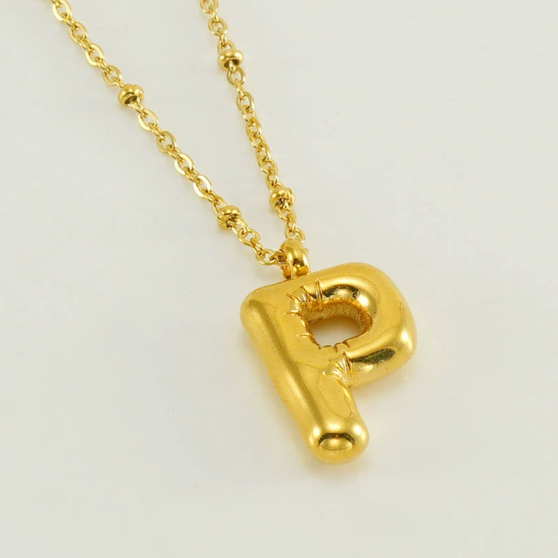 Wholesale 316L Stainless Steel And 316L Stainless Steel Bead Chain Women's English Letter Pendant Necklace With Ins Style And Electroplating - Image 21