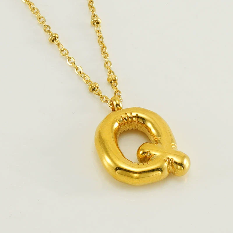 Wholesale 316L Stainless Steel And 316L Stainless Steel Bead Chain Women's English Letter Pendant Necklace With Ins Style And Electroplating - Image 22