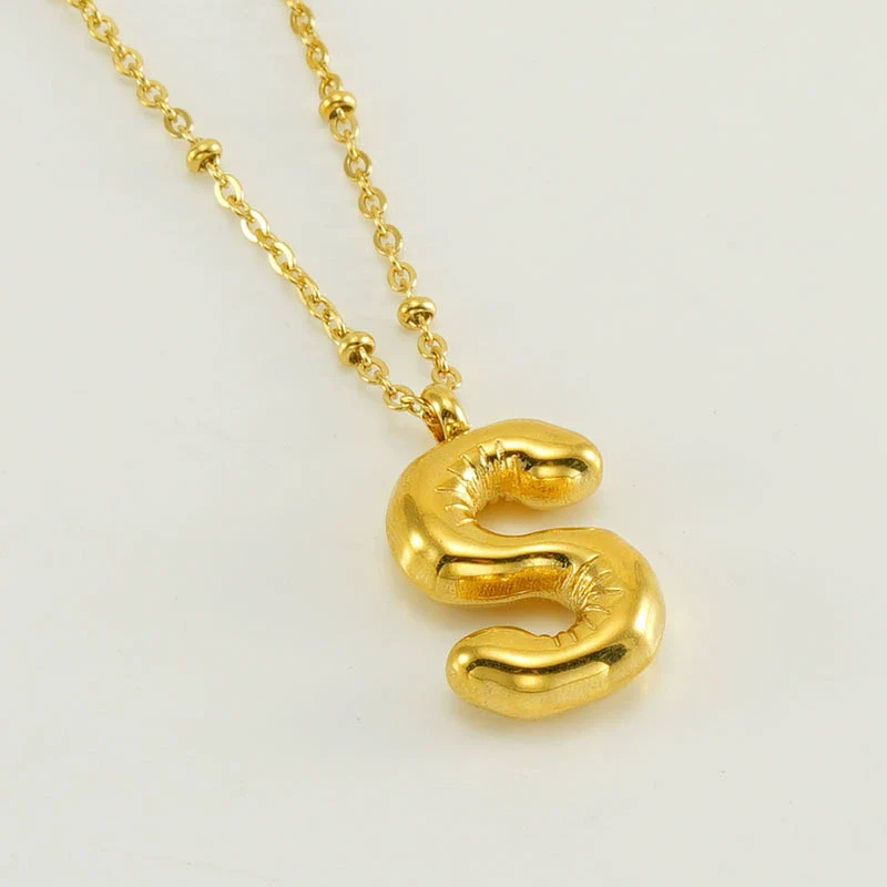 Wholesale 316L Stainless Steel And 316L Stainless Steel Bead Chain Women's English Letter Pendant Necklace With Ins Style And Electroplating - Image 24