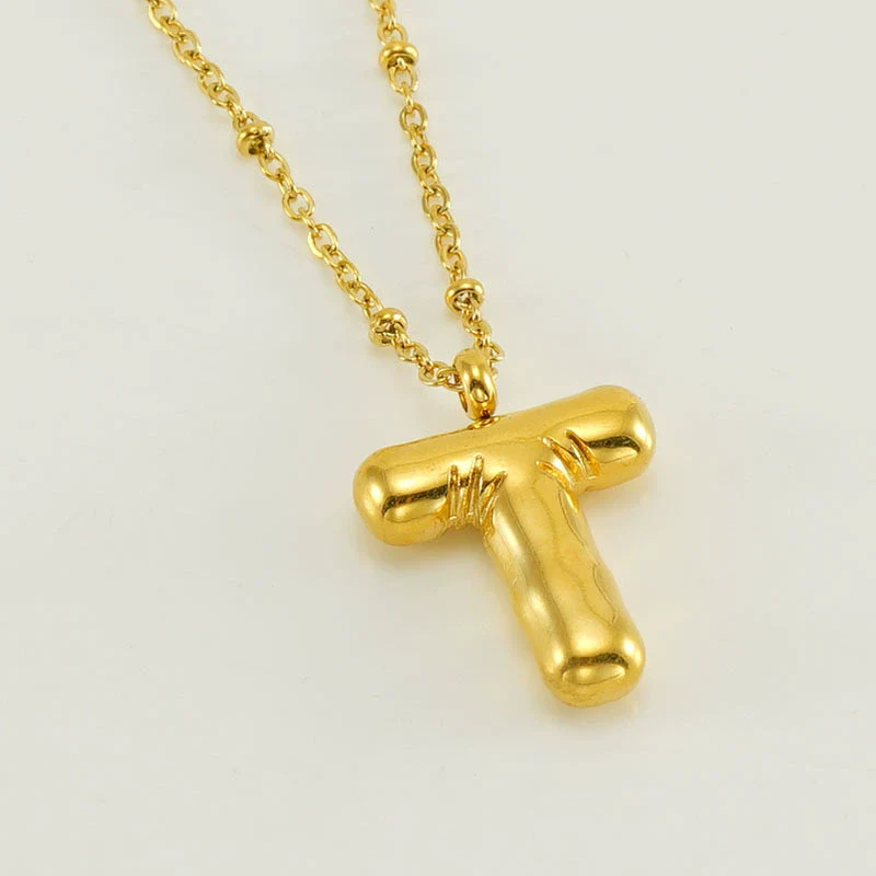 Wholesale 316L Stainless Steel And 316L Stainless Steel Bead Chain Women's English Letter Pendant Necklace With Ins Style And Electroplating - Image 25