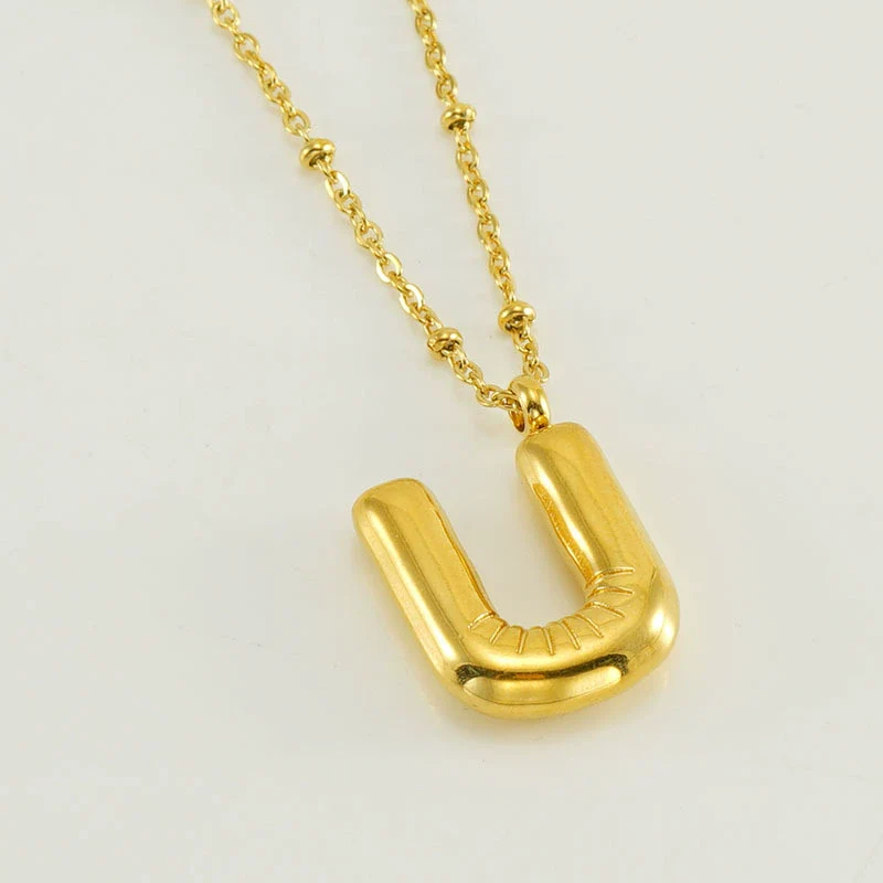 Wholesale 316L Stainless Steel And 316L Stainless Steel Bead Chain Women's English Letter Pendant Necklace With Ins Style And Electroplating - Image 26