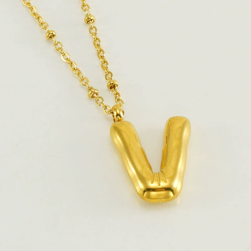 Wholesale 316L Stainless Steel And 316L Stainless Steel Bead Chain Women's English Letter Pendant Necklace With Ins Style And Electroplating - Image 27