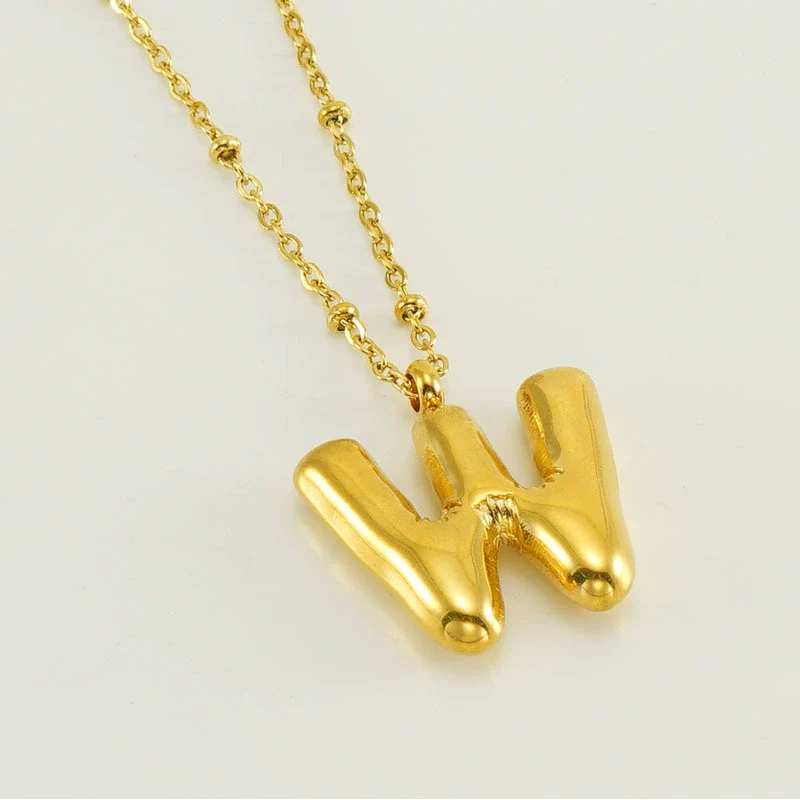 Wholesale 316L Stainless Steel And 316L Stainless Steel Bead Chain Women's English Letter Pendant Necklace With Ins Style And Electroplating - Image 28