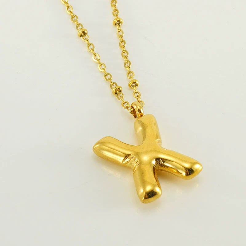 Wholesale 316L Stainless Steel And 316L Stainless Steel Bead Chain Women's English Letter Pendant Necklace With Ins Style And Electroplating - Image 29