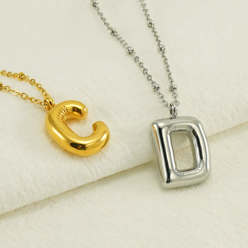 Wholesale 316L Stainless Steel And 316L Stainless Steel Bead Chain Women's English Letter Pendant Necklace With Ins Style And Electroplating - Image 3