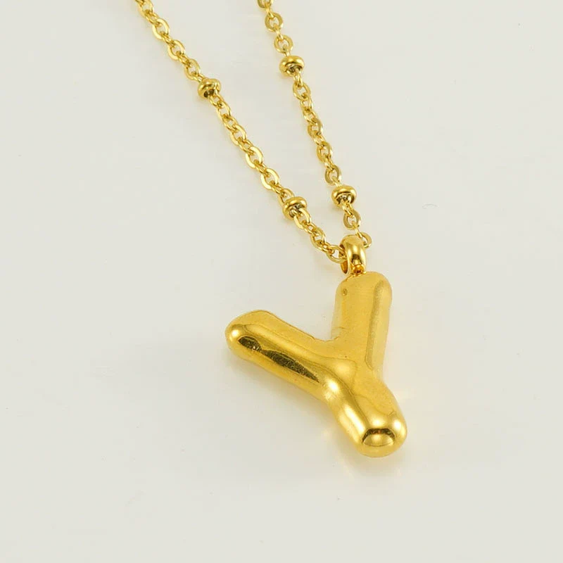 Wholesale 316L Stainless Steel And 316L Stainless Steel Bead Chain Women's English Letter Pendant Necklace With Ins Style And Electroplating - Image 30