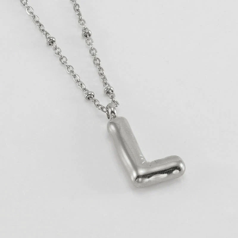 Wholesale 316L Stainless Steel And 316L Stainless Steel Bead Chain Women's English Letter Pendant Necklace With Ins Style And Electroplating - Image 43