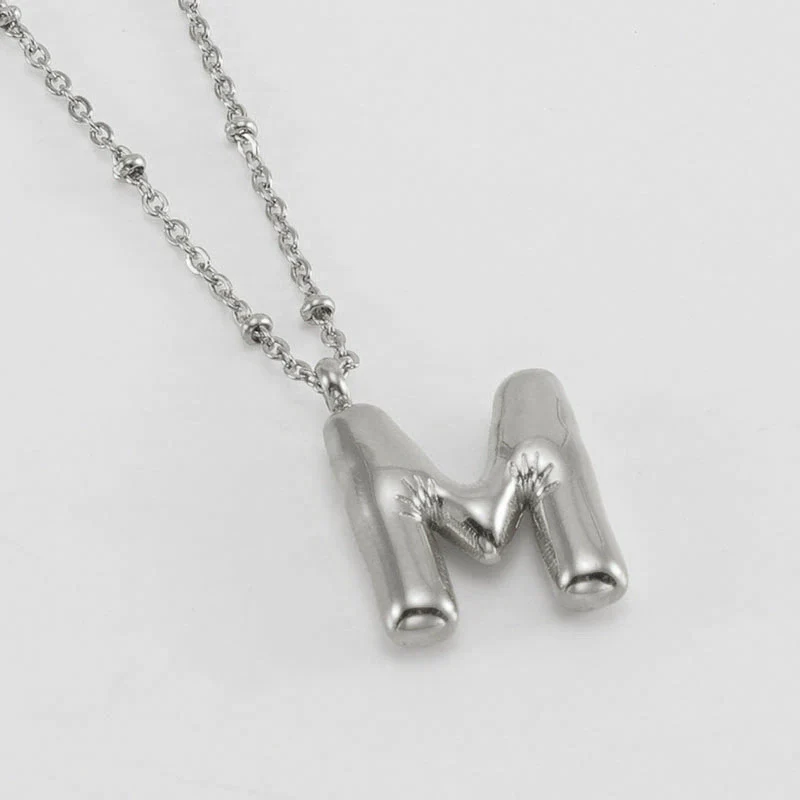 Wholesale 316L Stainless Steel And 316L Stainless Steel Bead Chain Women's English Letter Pendant Necklace With Ins Style And Electroplating - Image 44