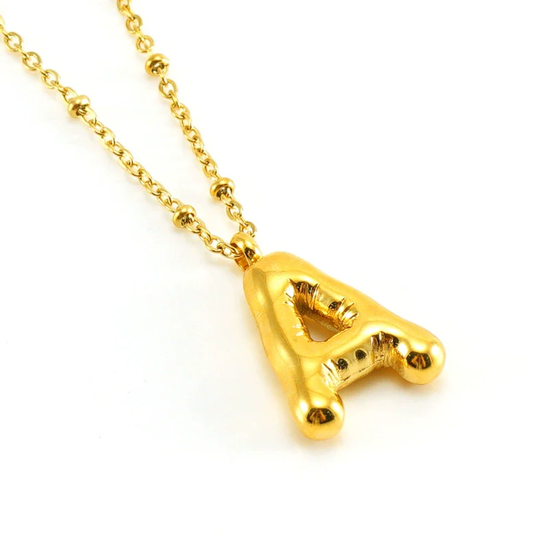 Wholesale 316L Stainless Steel And 316L Stainless Steel Bead Chain Women's English Letter Pendant Necklace With Ins Style And Electroplating - Image 5