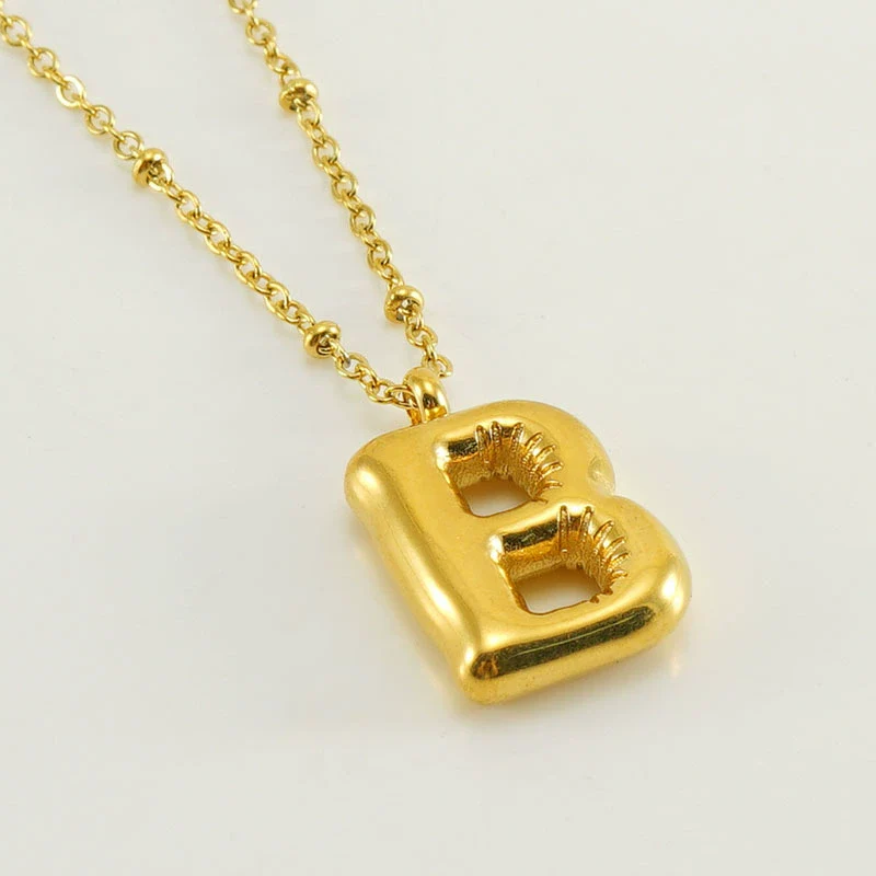 Wholesale 316L Stainless Steel And 316L Stainless Steel Bead Chain Women's English Letter Pendant Necklace With Ins Style And Electroplating - Image 7