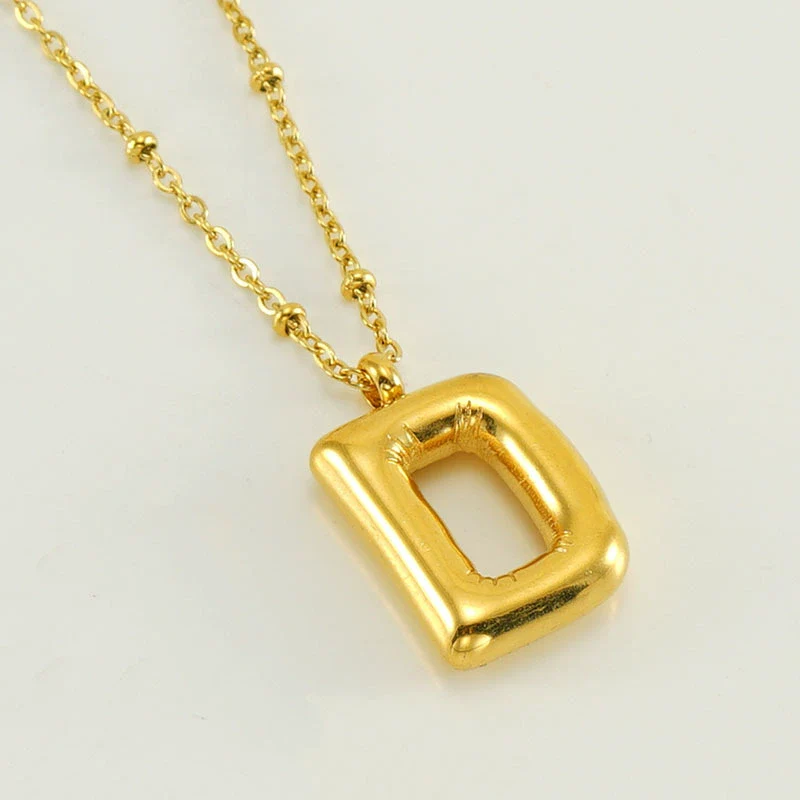 Wholesale 316L Stainless Steel And 316L Stainless Steel Bead Chain Women's English Letter Pendant Necklace With Ins Style And Electroplating - Image 9
