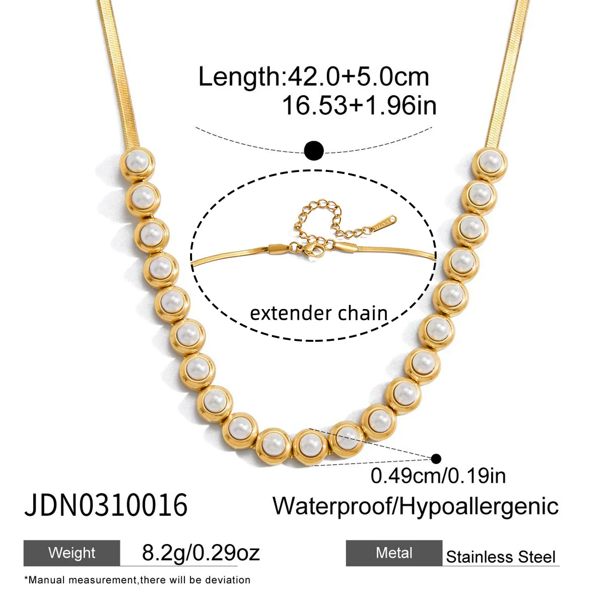 Wholesale Stainless Steel And Titanium Steel Electroplated Geometric Pearl Jewelry Set For Women Necklaces And Bracelets - Image 7