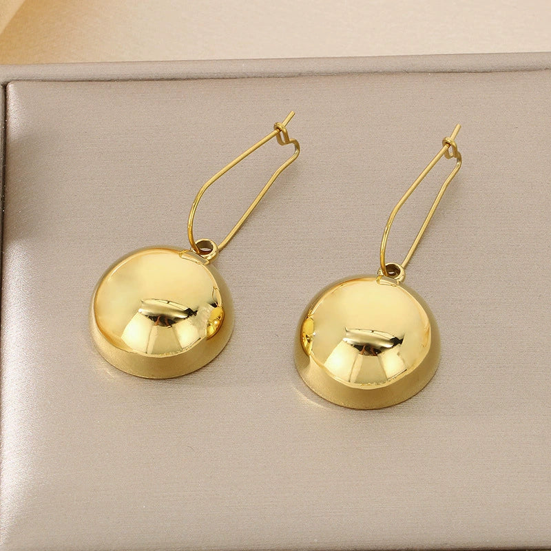 Wholesale Stainless Steel And Titanium Steel Hemisphere Hollow Electroplated Earrings For Women Minimalist Style - Image 10
