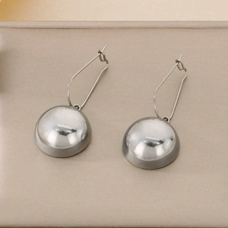 Wholesale Stainless Steel And Titanium Steel Hemisphere Hollow Electroplated Earrings For Women Minimalist Style - Image 11